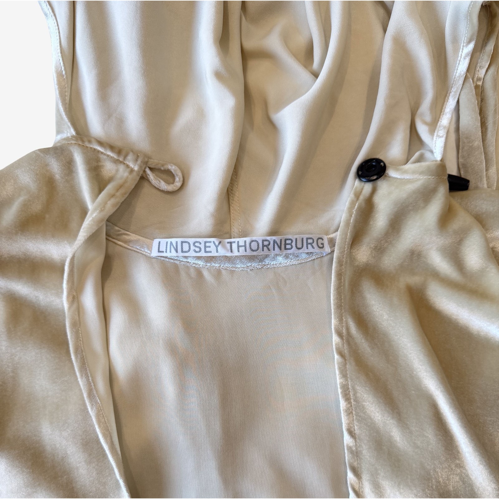 Lindsey Thornburg Silk Velvet Hooded Cloak Cape Draped Fringe Os — image 8 of 8